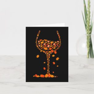 Glass Of Wine Maple Leaf Autumn Fall Funny Drink W Card