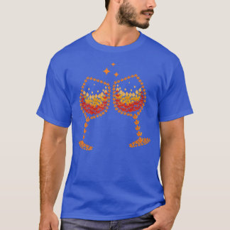 Glass of Wine Maple Leaf Autumn Fall Funny Drink W T-Shirt