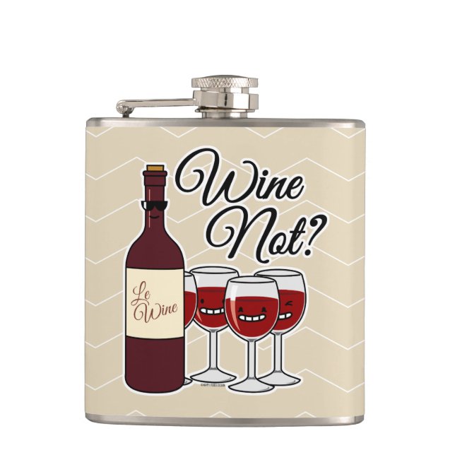 Glass of Wine not grapes alcohol red rose pinot Hip Flask (Front)