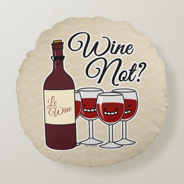 Glass of Wine not grapes alcohol red rose pinot Round Cushion (Front)