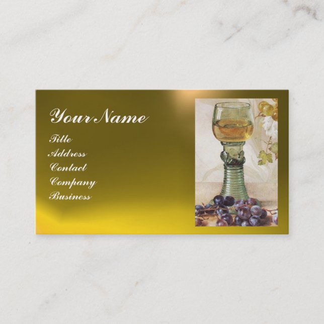 GLASS OF WINE, OLD GRAPE VINEYARD BUSINESS CARD (Front)
