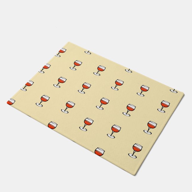 Glass of wine on orange doormat (Angled)