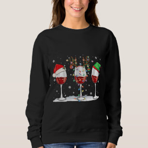 Glass Of Wine Santa Reindeer Elf Christmas Wine Sweatshirt