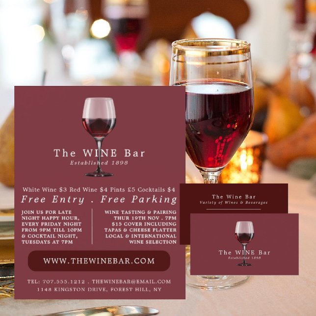 Glass of Wine, Wine Bar/Winery Business Card (Creator Uploaded)