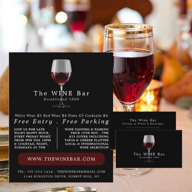 Glass of Wine, Wine Bar/Winery Business Card (Creator Uploaded)
