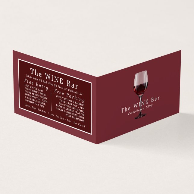 Glass of Wine, Wine Bar/Winery, Detailed Business Card (Outside)