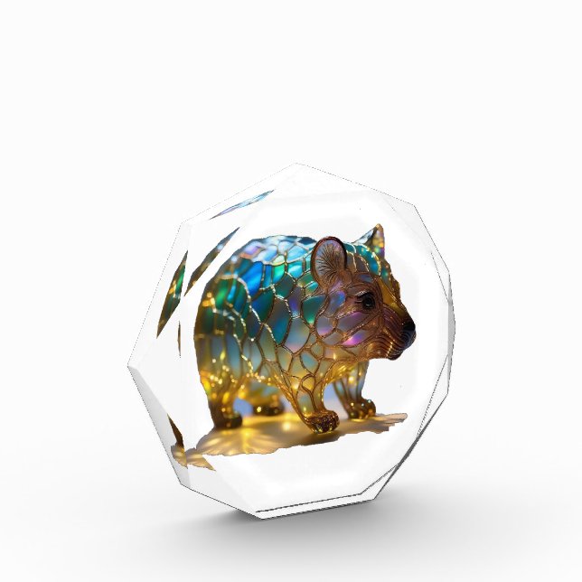 Glass Opalized Australian Wombat, Photo Block (Left)