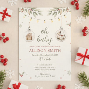 Glass Ornament Baby Shower Invitation Winter Theme