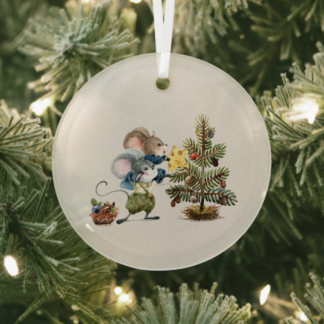 Glass Ornament - Christmas Mice (Insitu)