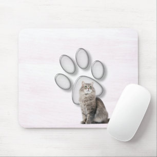 Glass Pawprint With Cat Mouse Mat