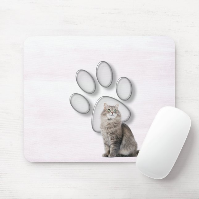 Glass Pawprint With Cat Mouse Mat (With Mouse)
