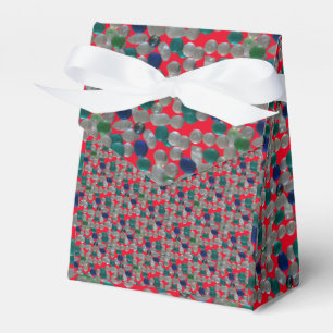 Glass Pebbles Pattern Cust. BG RED Favour Box