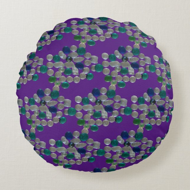Glass Pebbles Pattern Cust. PURPLE Round Pillow (Front)