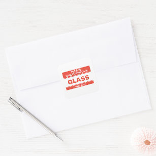 Glass Please Handle With Care Square Sticker