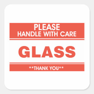 Glass Please Handle With Care Square Sticker