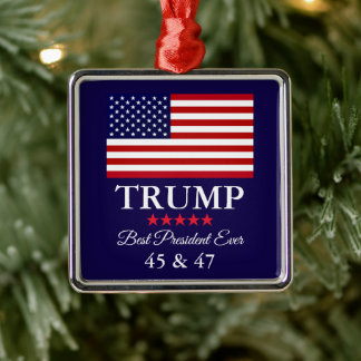 GLASS PRESIDENT DONALD TRUMP CHRISTMAS ORNAMENT