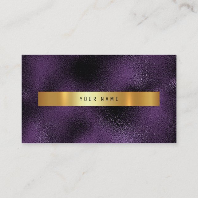 Glass Purple Plum Gold Vip Ombre Glitter Business Card (Front)