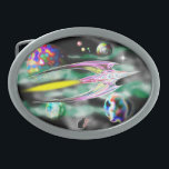Glass Rocket Belt Buckle<br><div class="desc">Zooming through space on a burning torch of flame is the Glass Rocket. A classic Science Fiction theme to inspire a sense of wonder and adventure. This belt buckle shows the galaxy who’s the most daring explorer of outer space… you! Based on a digital colour remake of an earlier pen...</div>