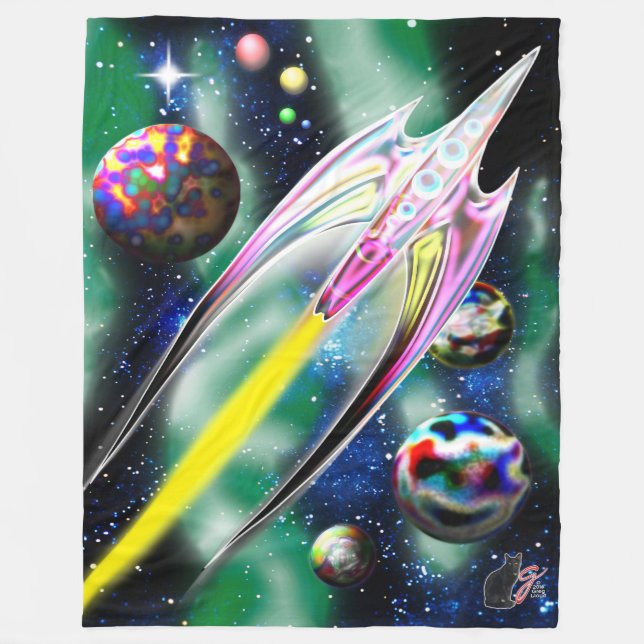 Glass Rocket Fleece Blanket (Front)
