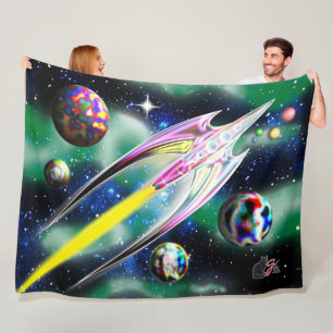 Glass Rocket Large Horizontal Fleece Blanket