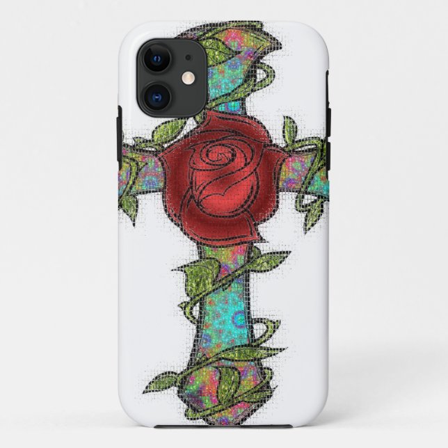 Glass Rose Cross Case-Mate iPhone Case (Back)