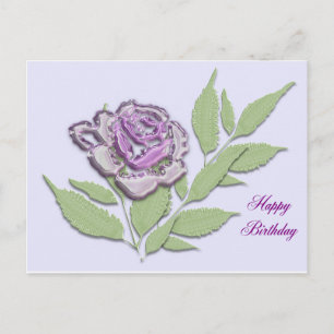 glass rose in lilac postcard