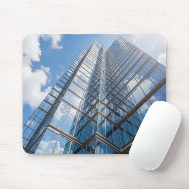 Glass Skyscraper With Cloud Refection Mouse Mat (With Mouse)