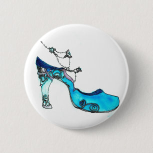 Glass Slipper 6 Cm Round Badge