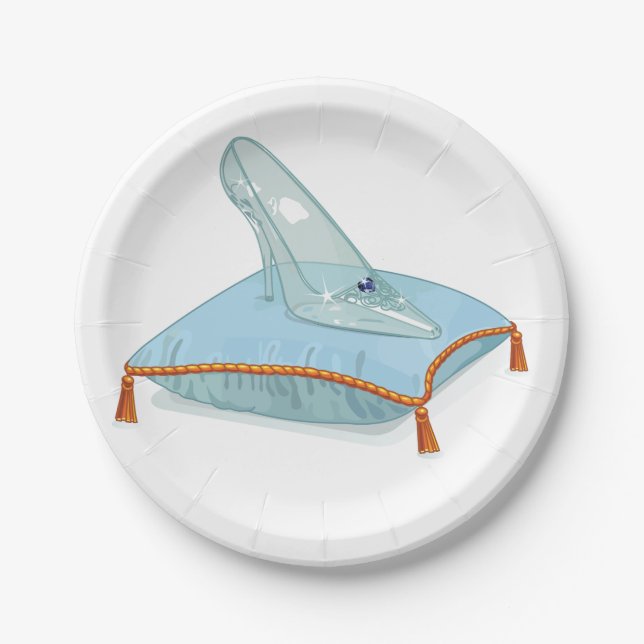 Glass Slipper On A Pillow Paper Plate (Front)