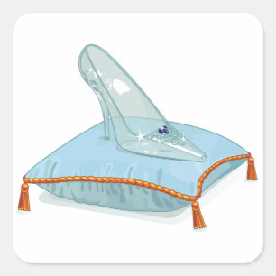 Glass Slipper On A Pillow Square Sticker