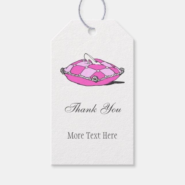 Glass Slipper Pink Pillow Custom Thank You Tag (Front)