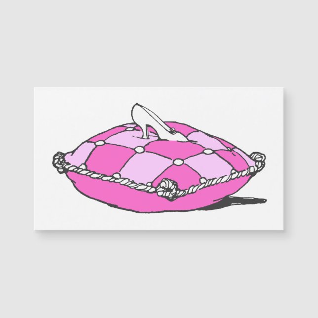 Glass Slipper Pink Pillow Magnetic Business Card (Front)