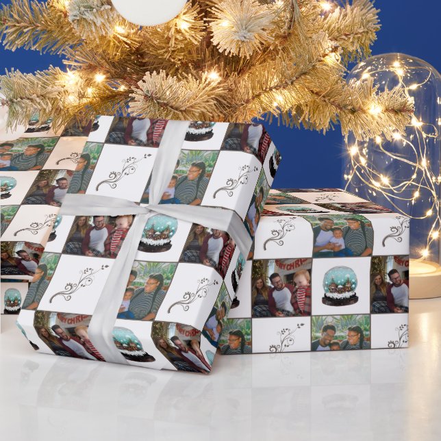 Glass Snowball Village Brown Christmas 2 Photo   Wrapping Paper (Holidays)