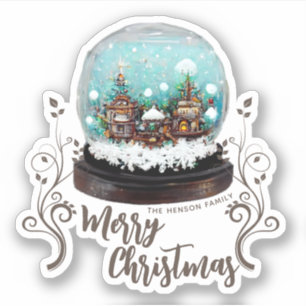 Glass Snowball Winter Village Foliage Christmas