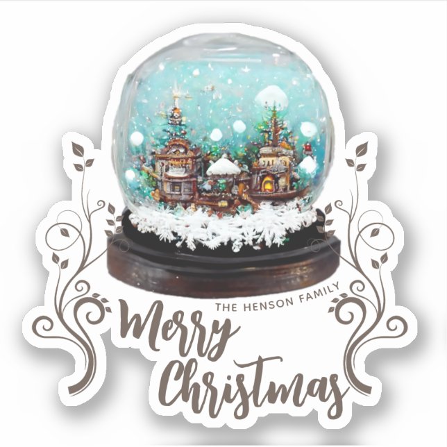 Glass Snowball Winter Village Foliage Christmas  (Front)