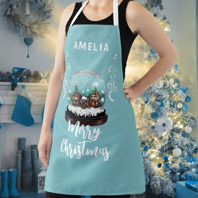Glass Snowball Winter Village Foliage Christmas  Apron (Creator Uploaded)