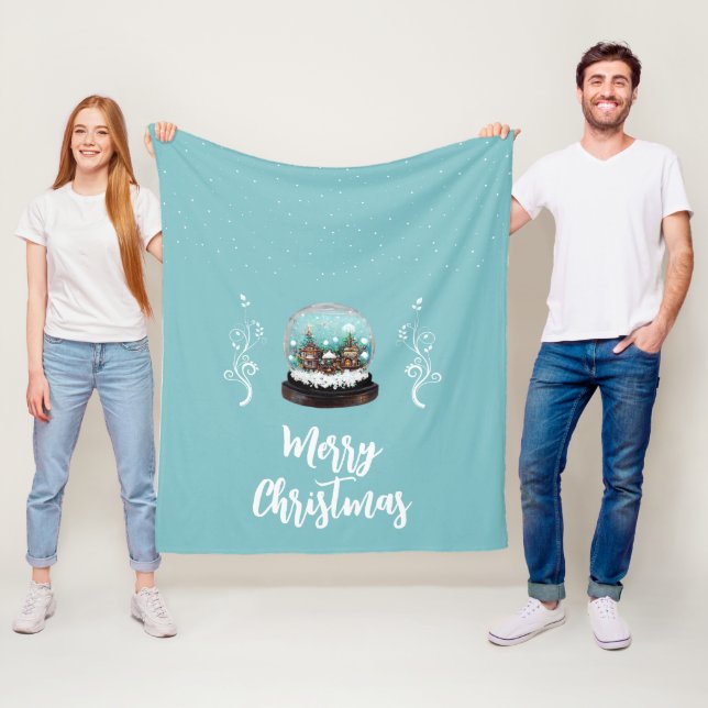Glass Snowball Winter Village Foliage Christmas Fleece Blanket (In Situ)