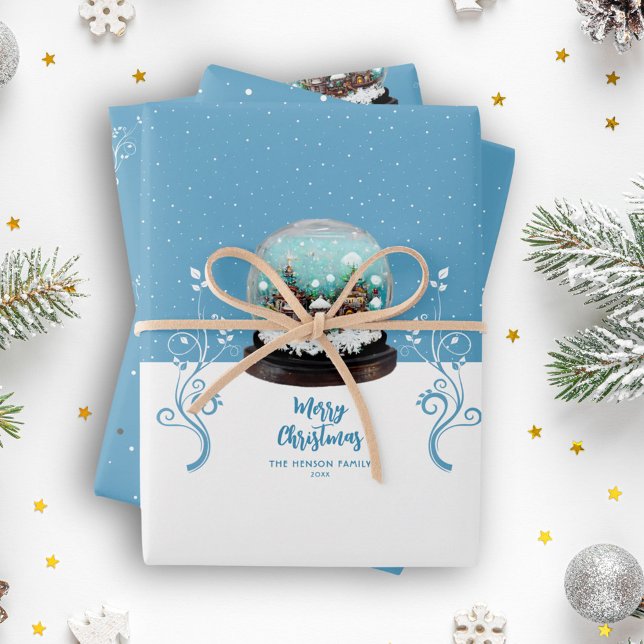 Glass Snowball Winter Village Foliage Christmas Wrapping Paper Sheet (Creator Uploaded)