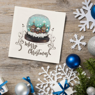 Glass Snowball Winter Village Plant Christmas  Napkin