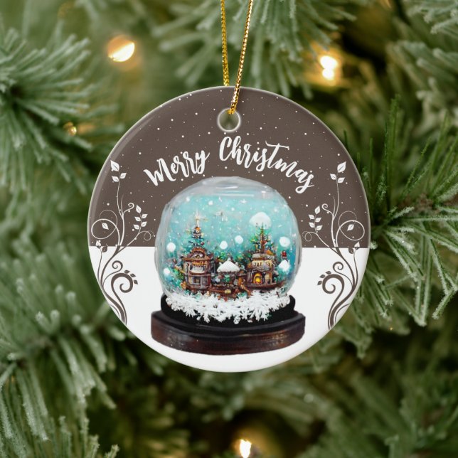 Glass Snowball Winter Village Snowflakes Brown  Ceramic Tree Decoration (Tree)