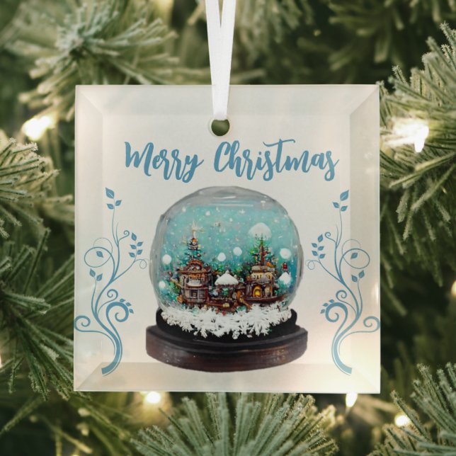 Glass Snowball Winter Village Snowflakes  Tree Decoration (Insitu)