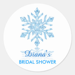 Glass Snowflake Winter Bridal Shower Favour Sticke Classic Round Sticker