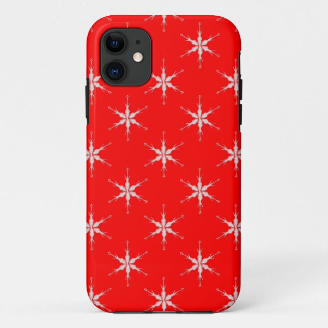 Glass Snowflakes On Red Background Case-Mate iPhone Case (Back)
