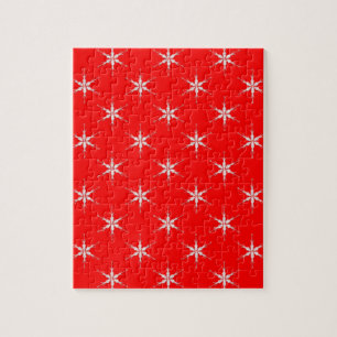 Glass Snowflakes On Red Background Jigsaw Puzzle