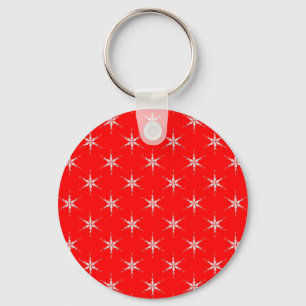 Glass Snowflakes On Red Background Key Ring