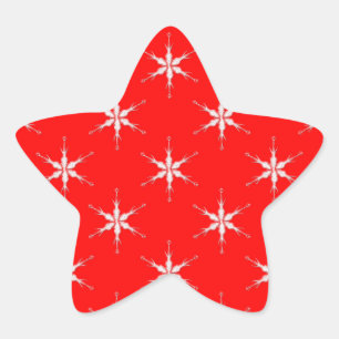 Glass Snowflakes On Red Background Star Sticker