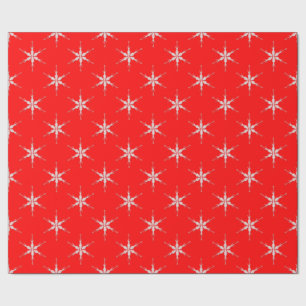 Glass Snowflakes On Red Background Wrapping Paper