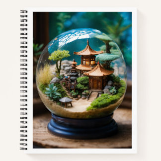 glass sphere with zen garden notebook