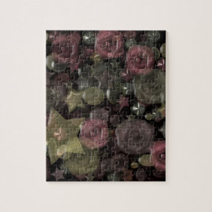 Glass, stars, flowers ceramic tile jigsaw puzzle