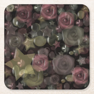 Glass, stars, flowers ceramic tile square paper coaster